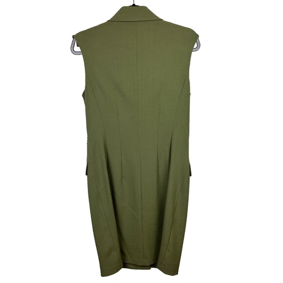 Calvin Klein Double Breasted Military Green Button Front Dress Sleeveless sz 8 - Picture 4 of 14
